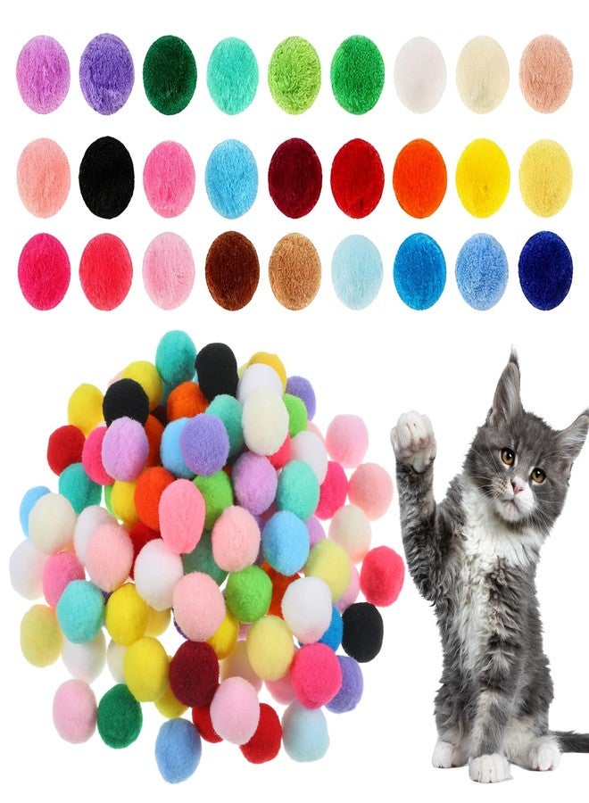 Larrel 100 Pcs Cat Puff Ball Toys, Soft Cat Pom Pom Balls Fuzzy Balls for Cats Cute Pompoms for Indoor Kitten Playing Exercising or Craft DIY Creative Crafts Decorations(Random Assortment) - Image 1